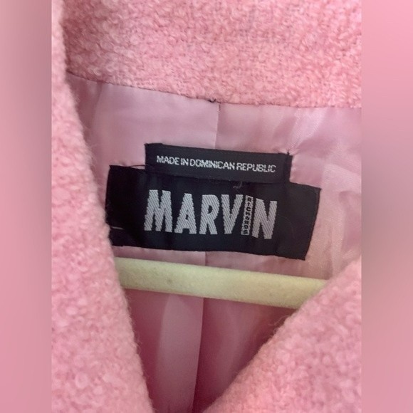 Marvin Richards size medium pink double breasted winter coat w black buttons - Picture 2 of 6
